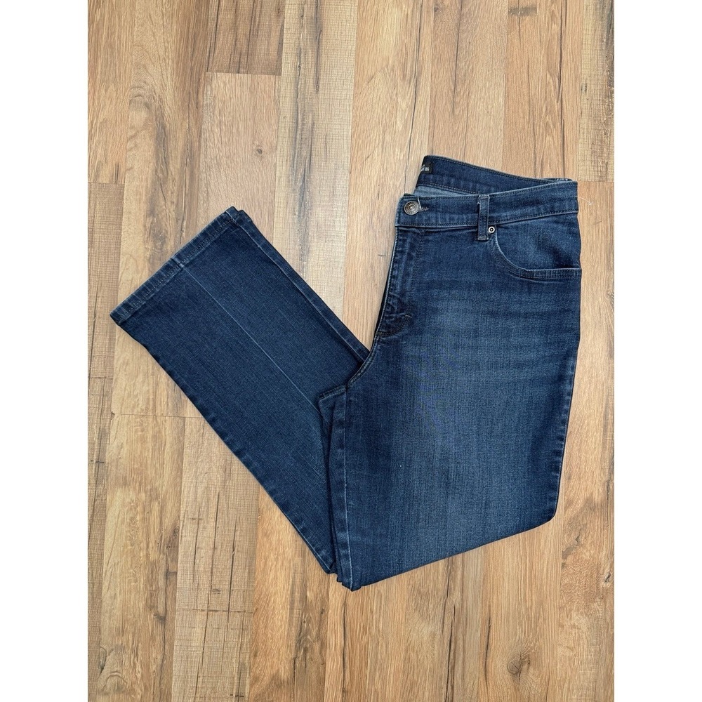 Lee Relaxed Fit Straight Leg Jeans Womens 12‎ Short Dark Wash Stretch